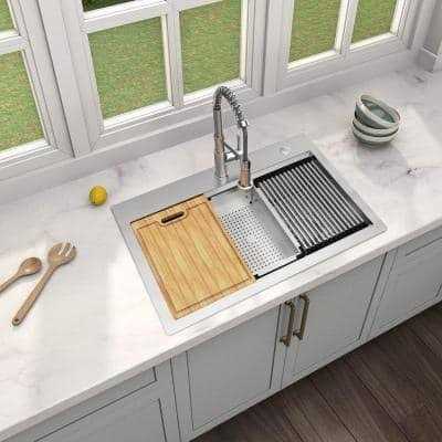 Glacier Bay 33 in. Drop-in/Undermount Single Bowl 18-Gauge Stainless Sink - Image 5