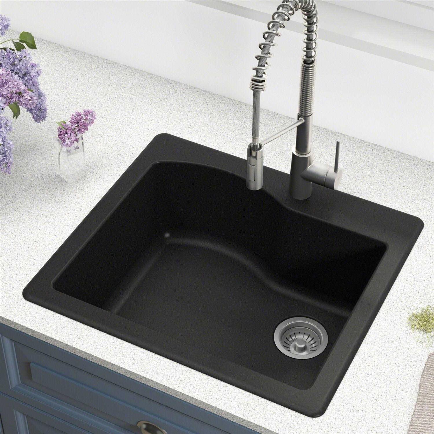 Kraus Quarza Dual Mount Single Bowl Granite Kitchen Sink KGD-441 - Image 3