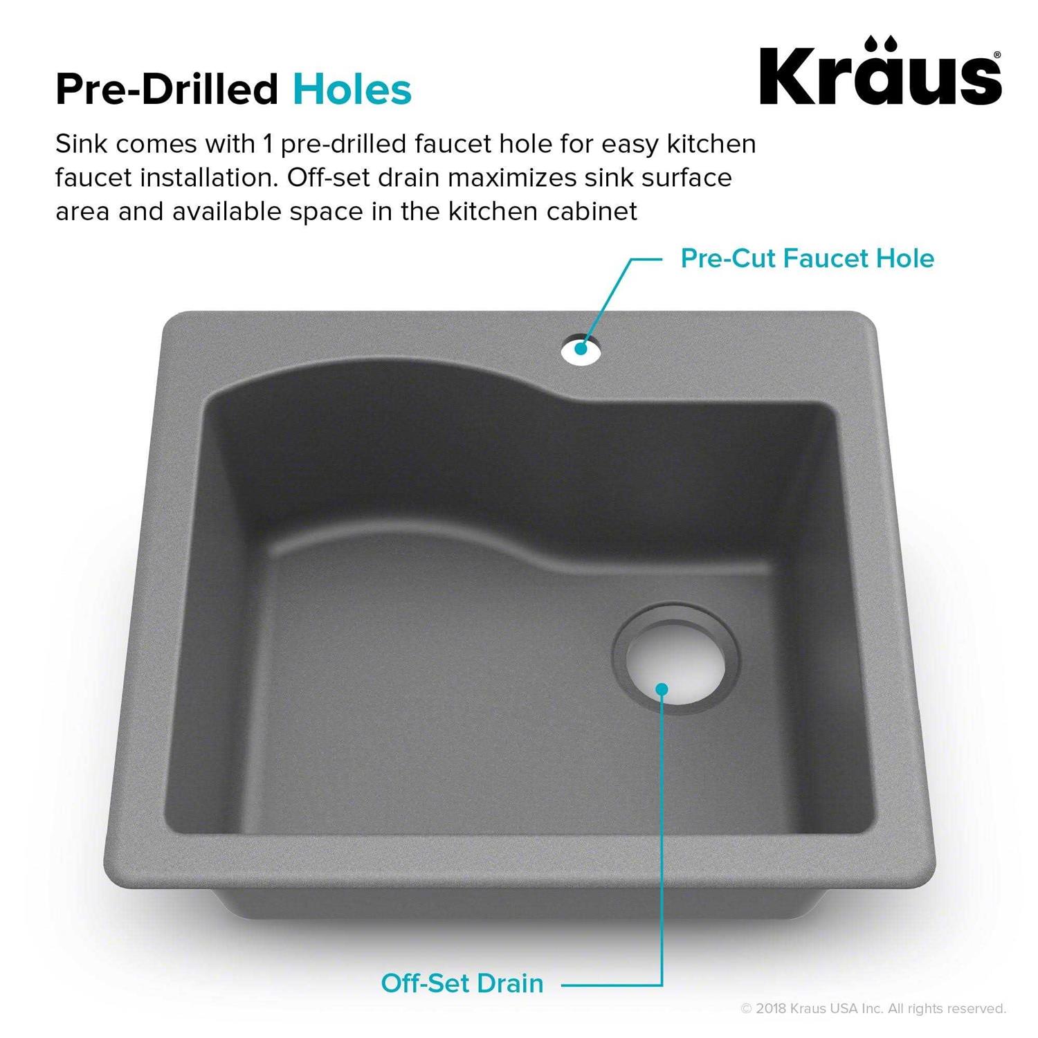 Kraus Quarza Dual Mount Single Bowl Granite Kitchen Sink KGD-441 - Image 4