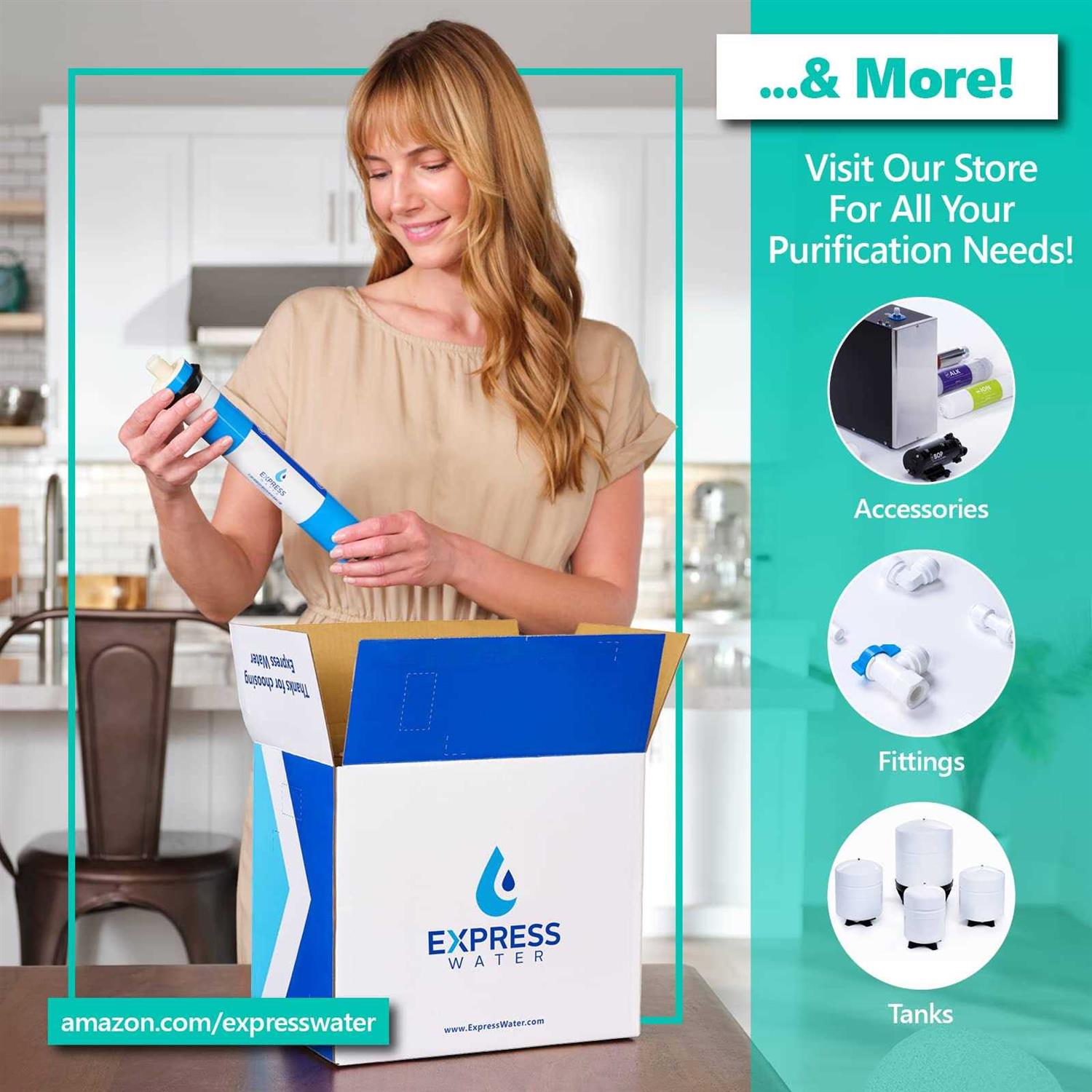 Express Water Modern Water Filter Faucet Stainless Steel Matte Black Faucet - Image 4