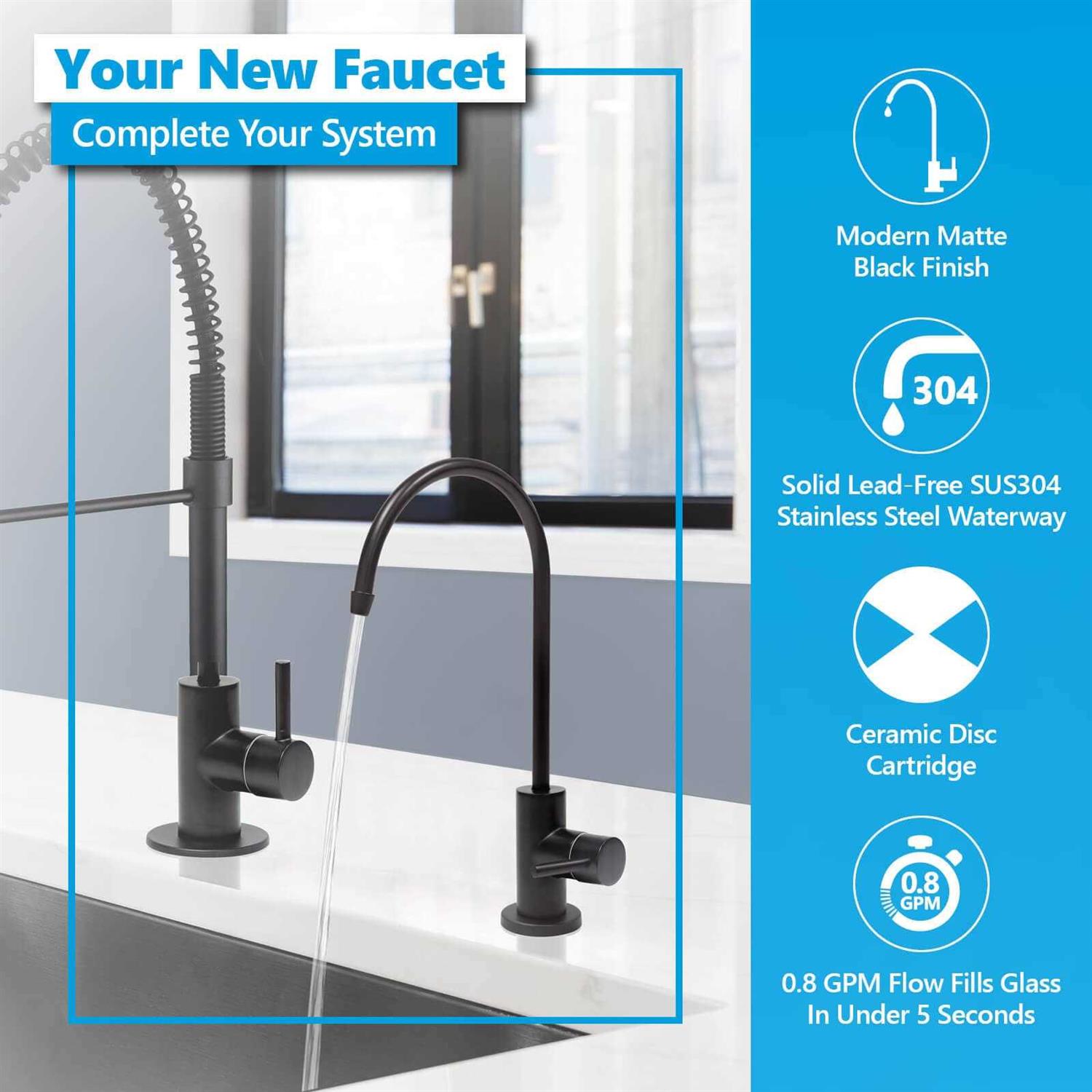 Express Water Modern Water Filter Faucet Stainless Steel Matte Black Faucet - Image 5