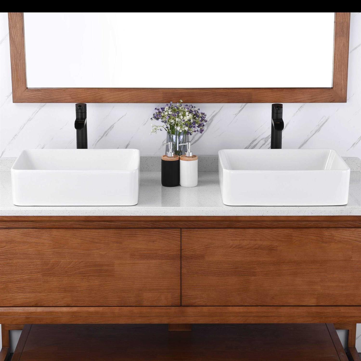 Luxier CS-013 Rectangular Bathroom Ceramic Vessel Sink Art Basin - Image 2