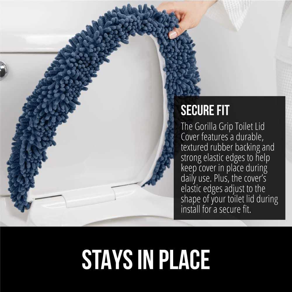 Gorilla Grip Soft Chenille Bathroom Toilet Lid Cover Machine Washable Seat Covers - Image 5