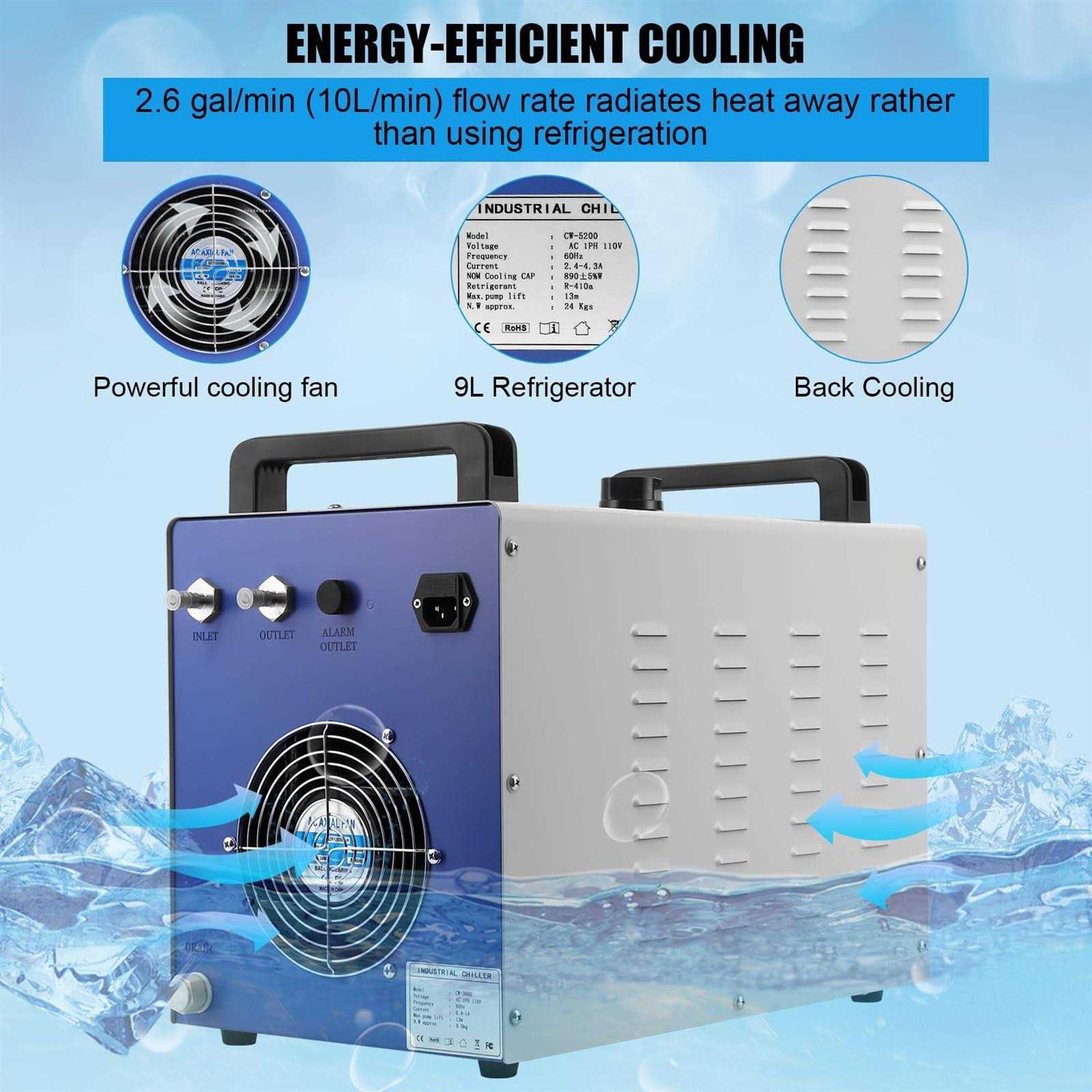 Industrial Water Chiller CW3000 Cooling System SXYCMY 110V 9L Capacity 2.6gpm Water Cooling System for 40W-80W CO2 Laser Engraving & Cutting - Image 3