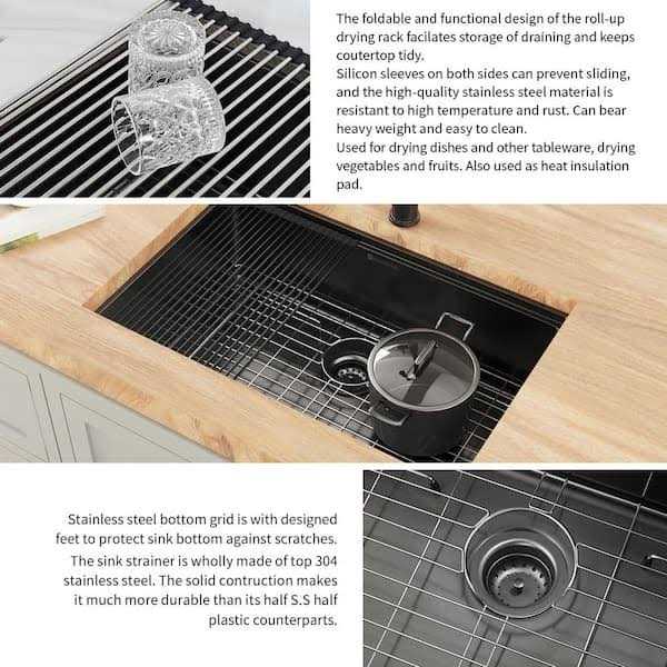 Glacier Bay Gunmetal Black Stainless Steel 27 Single Bowl Undermount Workstation Kitchen Sink - Image 3