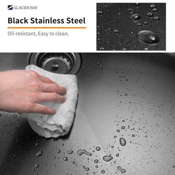 Glacier Bay Gunmetal Black Stainless Steel 27 Single Bowl Undermount Workstation Kitchen Sink - Image 4