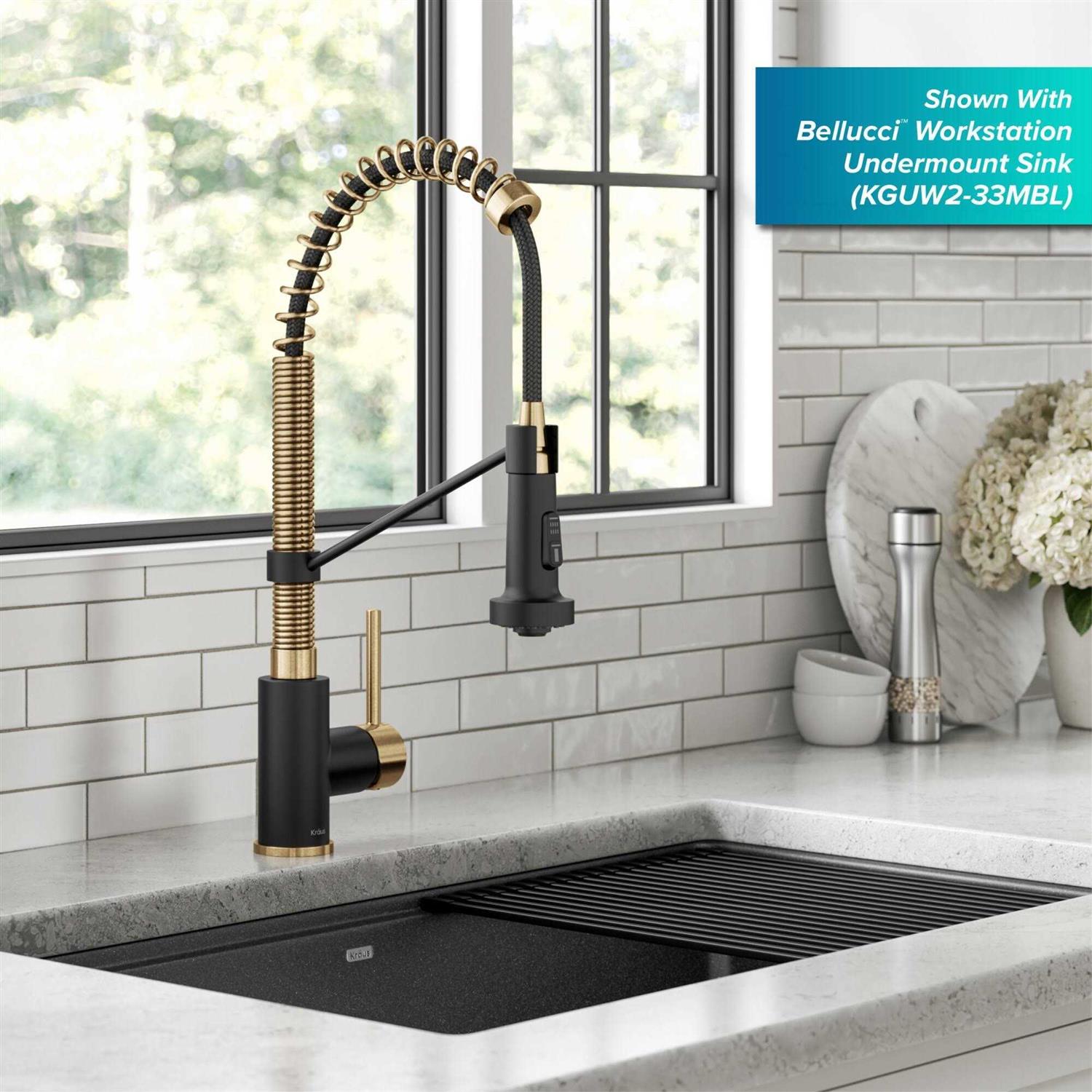 Kraus Bolden Single Handle 18-Inch Commercial Kitchen Faucet with Dual Function Pull-Down Sprayhead - Image 4