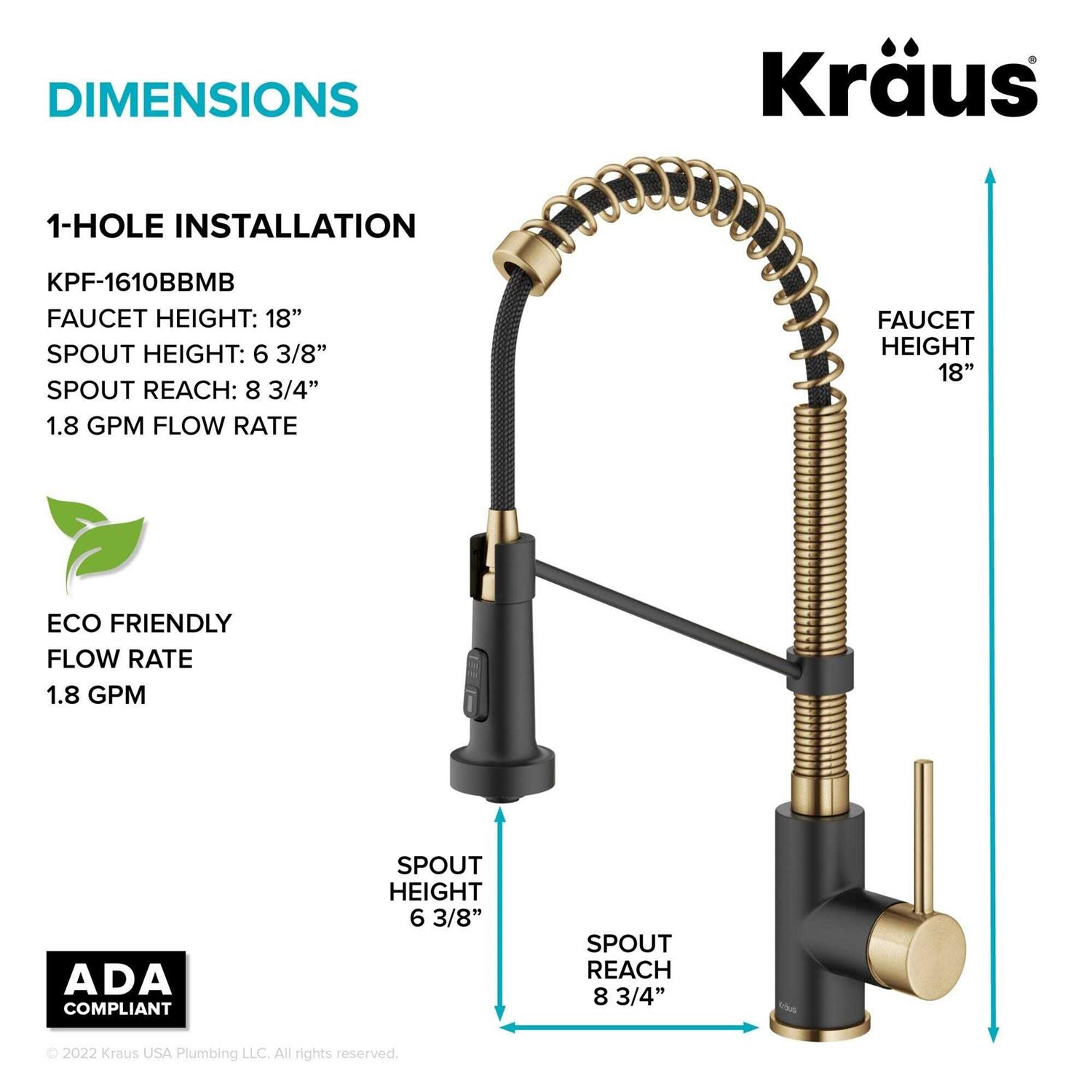 Kraus Bolden Single Handle 18-Inch Commercial Kitchen Faucet with Dual Function Pull-Down Sprayhead - Image 5