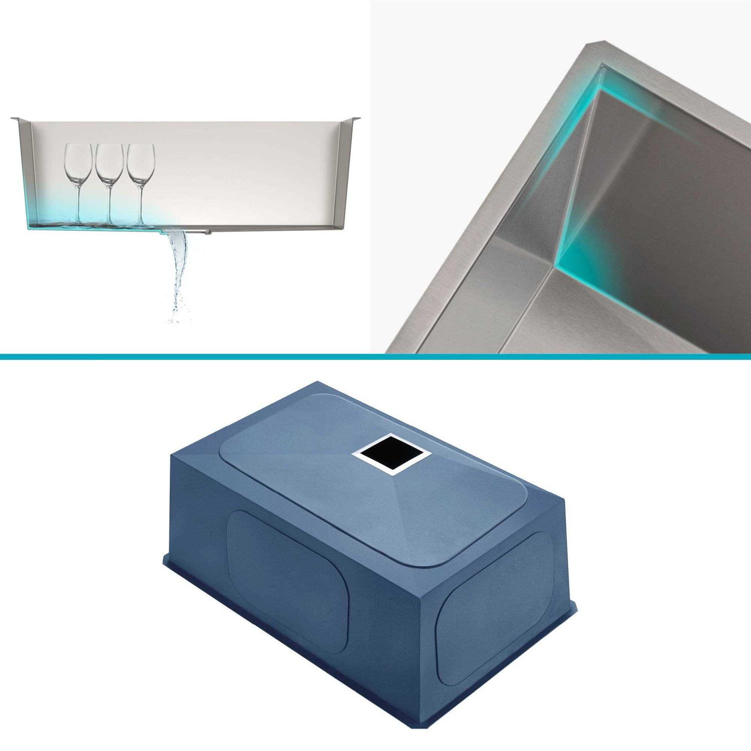 Kraus Pax Rectangular Undermount Stainless Steel Laundry Utility Sink KHU24L - Image 4