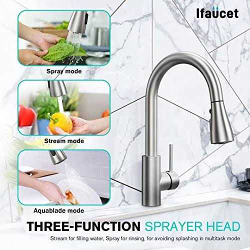 Kitchen Faucet Head Replacement 3 Modes with 12 Adapters Pull Down Spray Head for Kitchen Faucet - Image 3