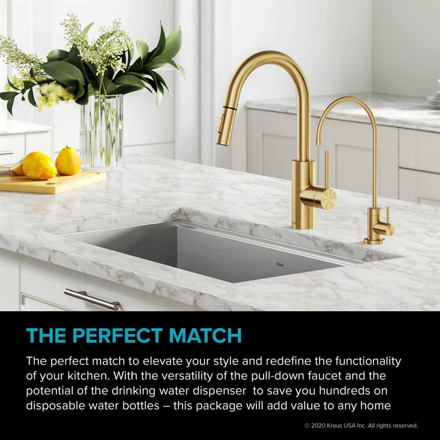 Kraus Oletto Pull-Down Kitchen & Purita Water Filter Faucet Combo KPF-2620-FF-100BB - Image 3