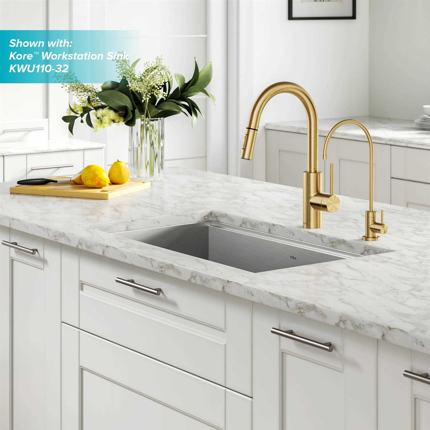 Kraus Oletto Pull-Down Kitchen & Purita Water Filter Faucet Combo KPF-2620-FF-100BB - Image 4