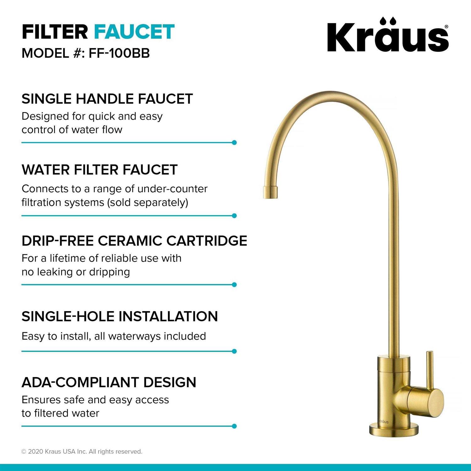 Kraus Oletto Pull-Down Kitchen & Purita Water Filter Faucet Combo KPF-2620-FF-100BB - Image 5