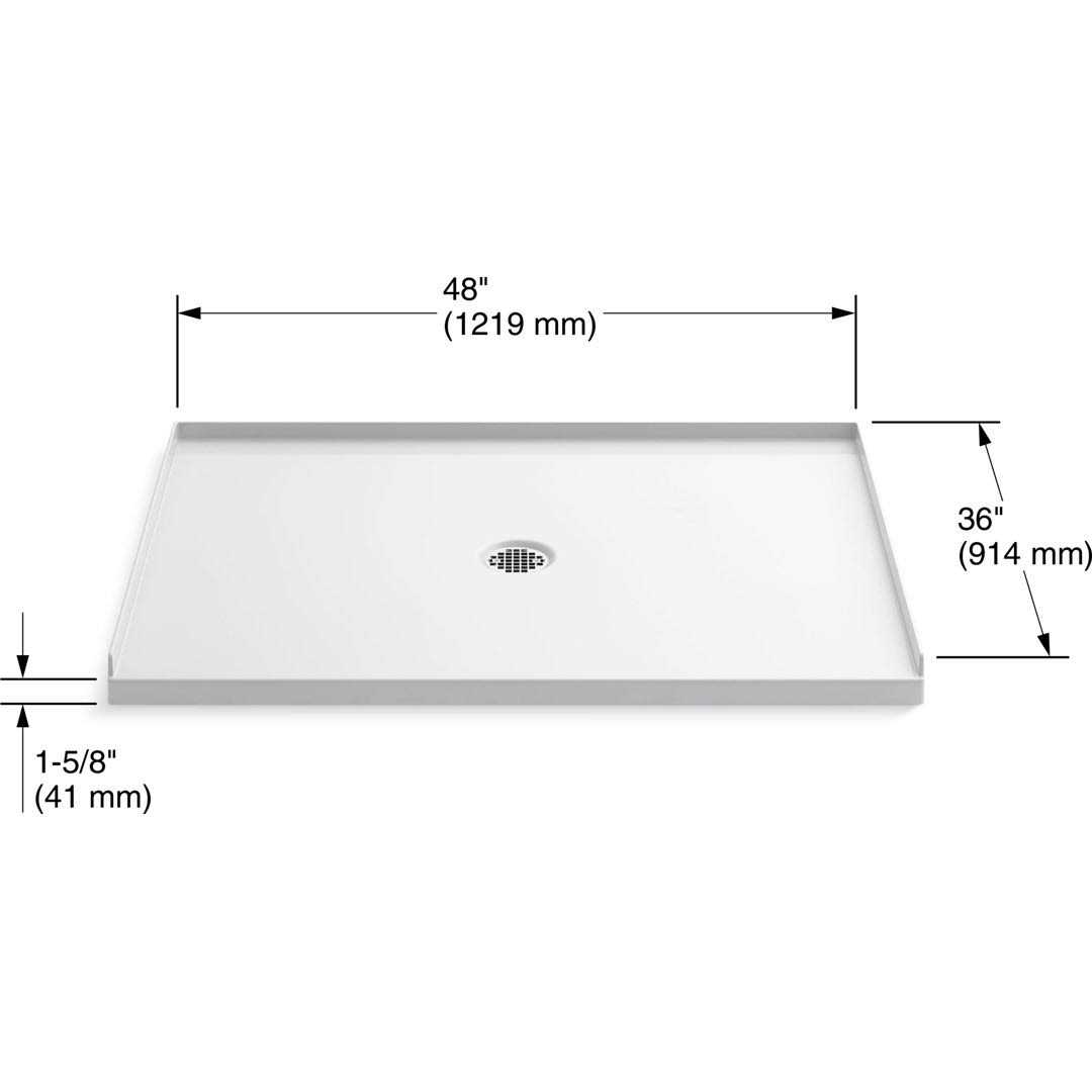 Kohler K-1935-0 Ballast 48 x 36 Shower Base with Center Drain - Image 4