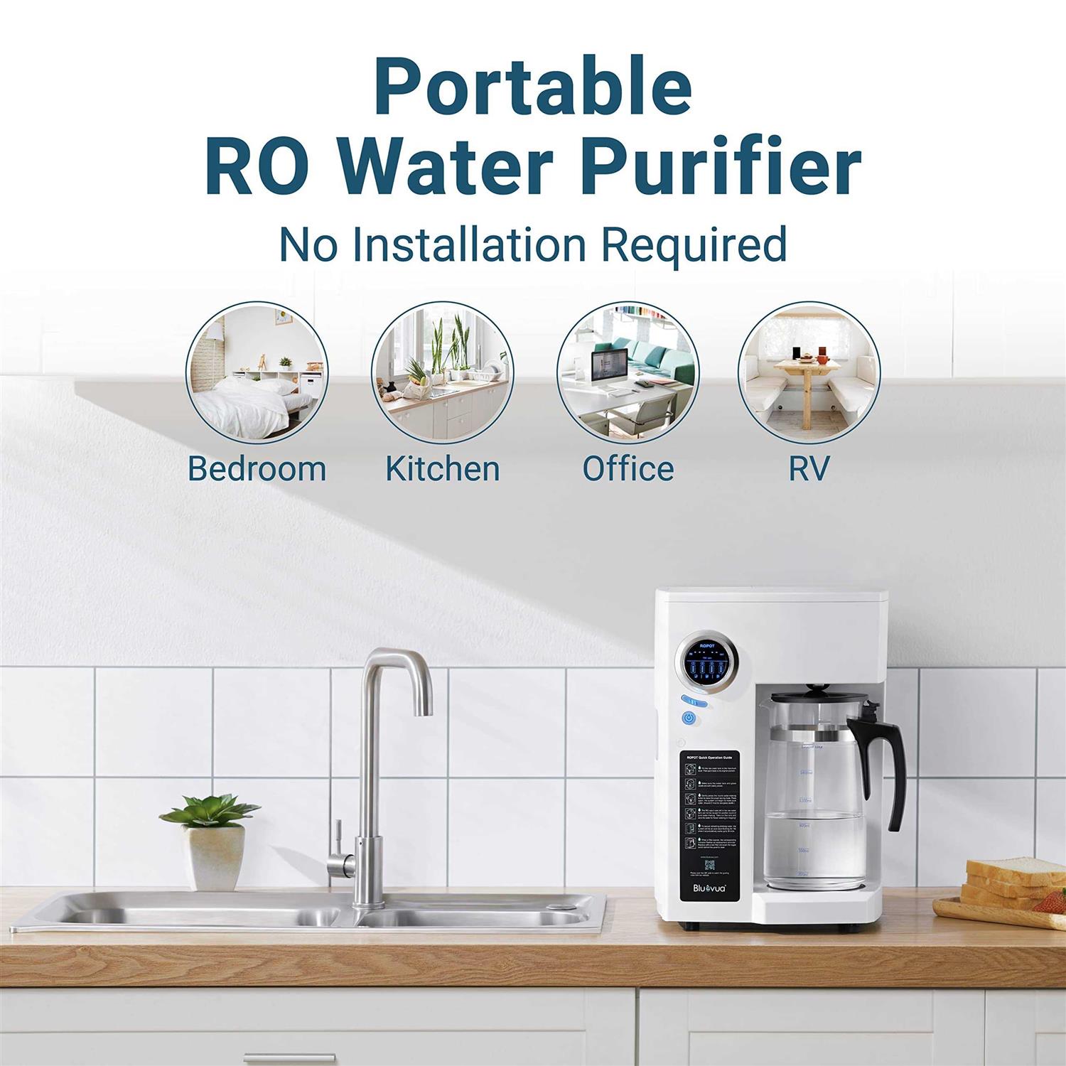 Bluevua Ro100ropot Reverse Osmosis System Countertop Water Filter 4 Stage - Image 5