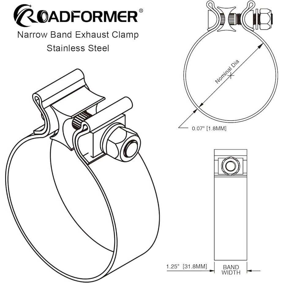 Roadformer Exhaust Clamp Narrow Band Stainless Steel - Image 4