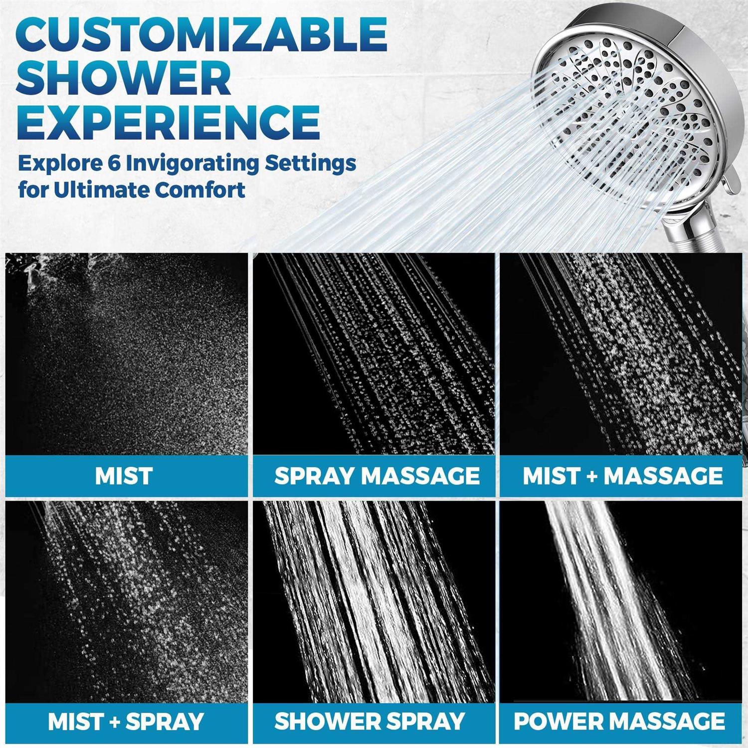 Filtered Shower Head for Hard Water Handheld Shower Head with 59” Hose - Image 4