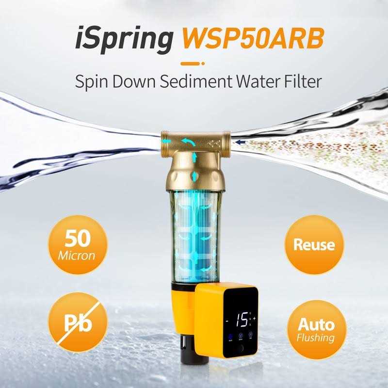 iSpring WSP50ARB Reusable Sediment Spin-Down Water Filter with Scraper and Auto Flushing Module - Image 3