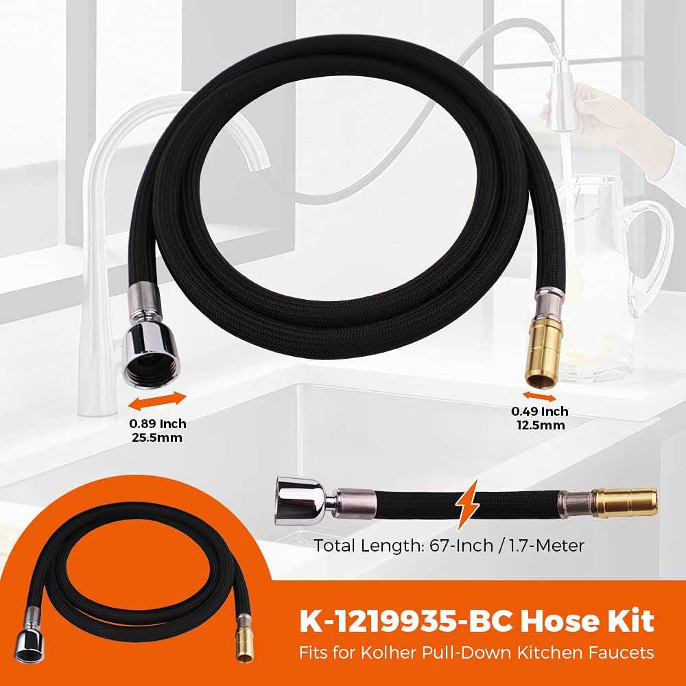 𝐆𝐫𝐚𝐧𝐝𝐢𝐚𝐧𝐜𝐞 K-1219935-BC Hose Kit for Kohler Pull-Down Kitchen Faucet 67-Inch Bright - Image 4