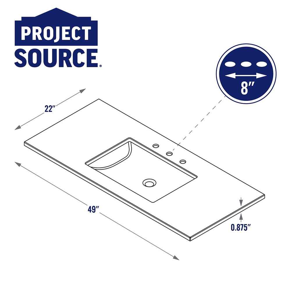 Project Source Cultured Marble Vanity Top With Single Rectangular Bowl TR249-3 - Image 3