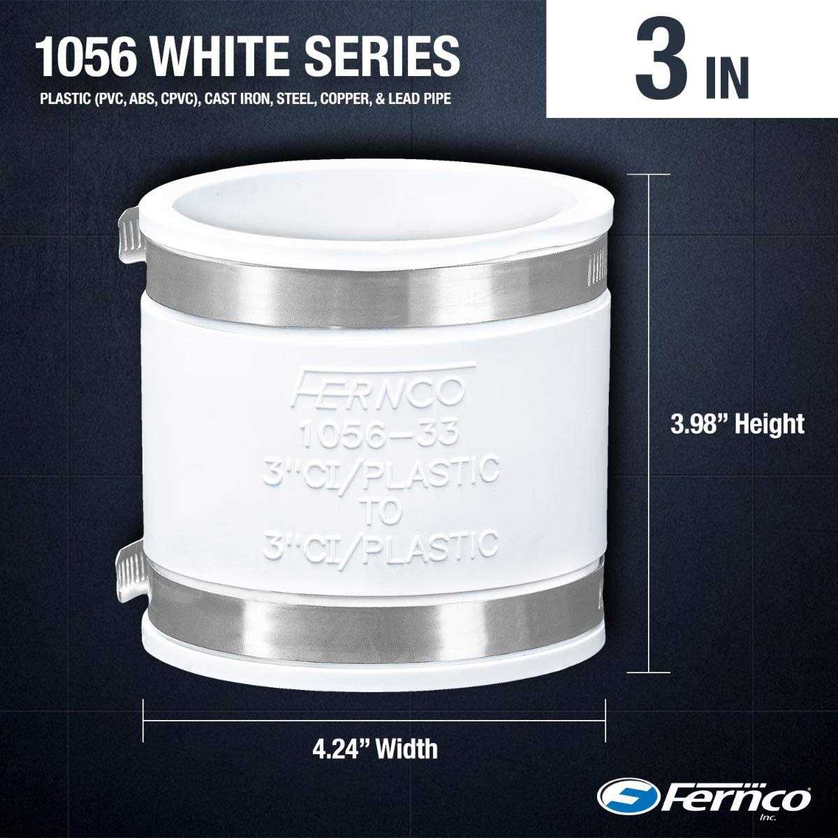 Fernco 1056-33 3 in. Flexible PVC Pipe Coupling for Cast Iron and Plastic Plumbing Connections - Image 3
