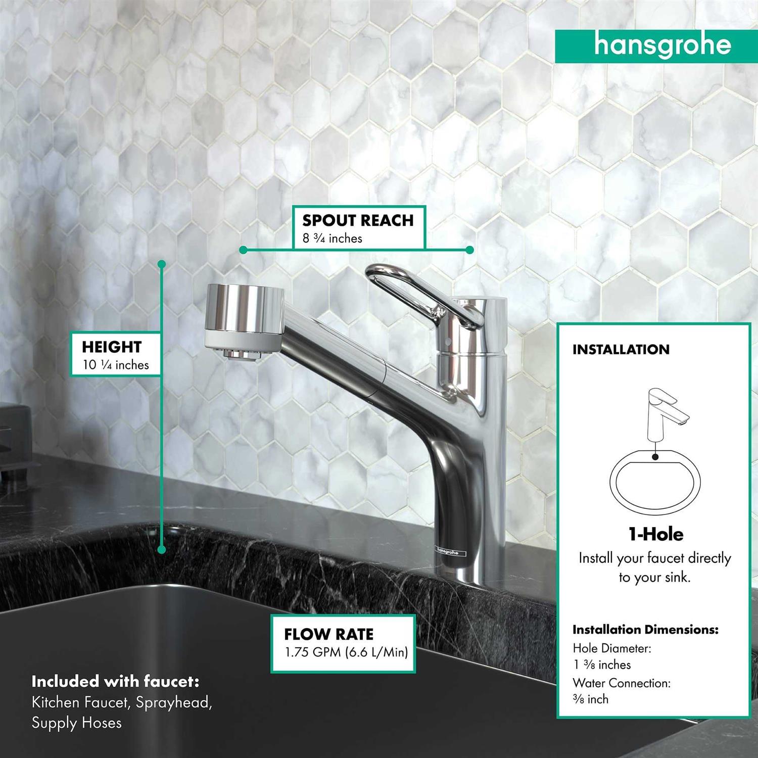Hansgrohe 04704 Talis Loop 1.75 GPM Pull-Out Spray Kitchen Faucet - Image 3