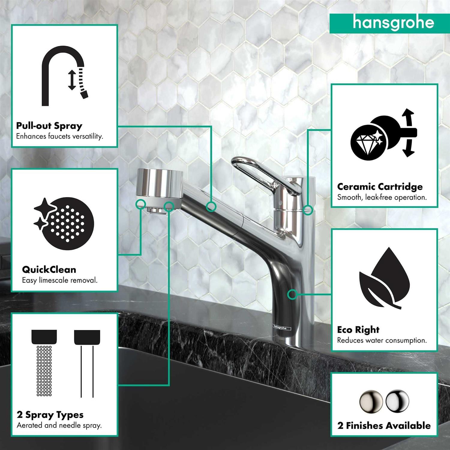 Hansgrohe 04704 Talis Loop 1.75 GPM Pull-Out Spray Kitchen Faucet - Image 4