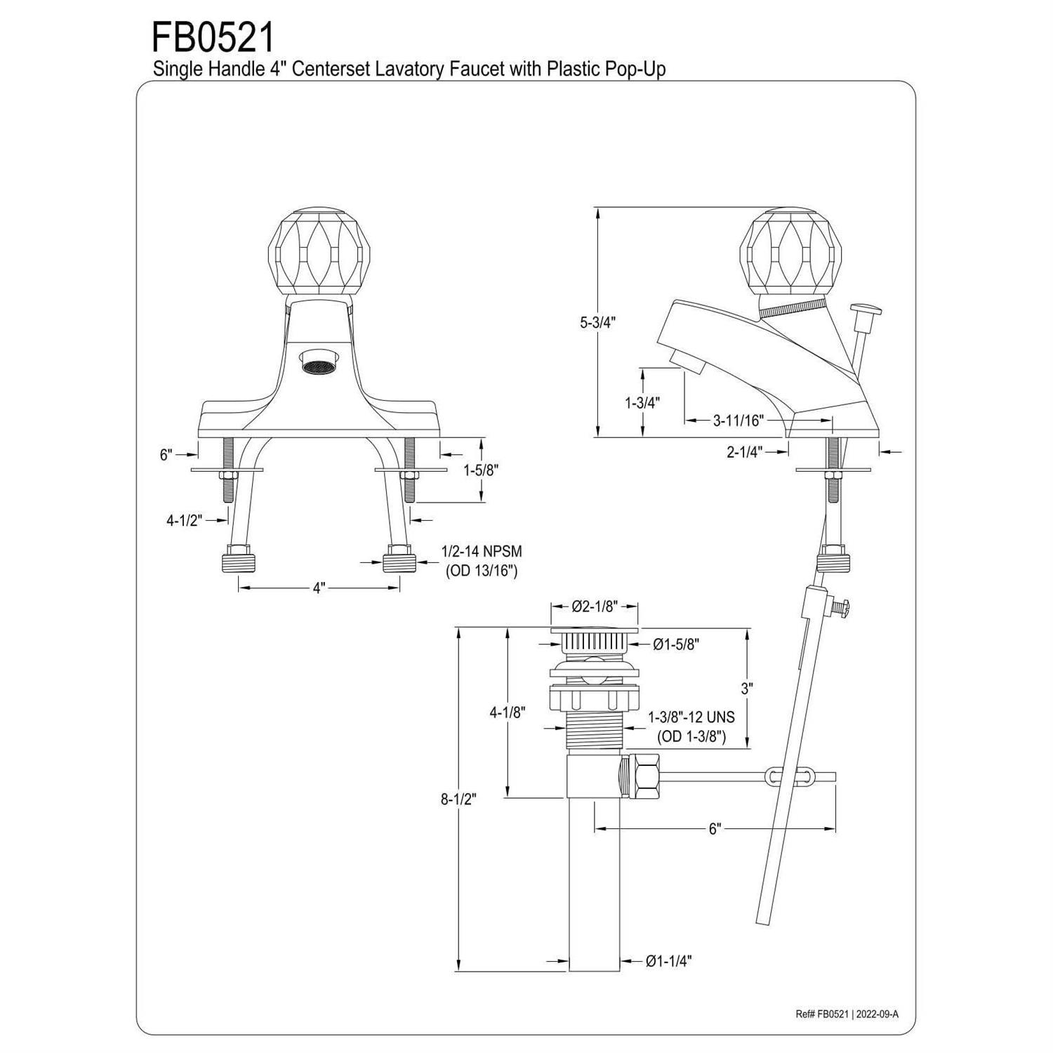 Kingston Brass FB0521 Single-Handle 4 in. Centerset Bathroom Faucet - Image 3
