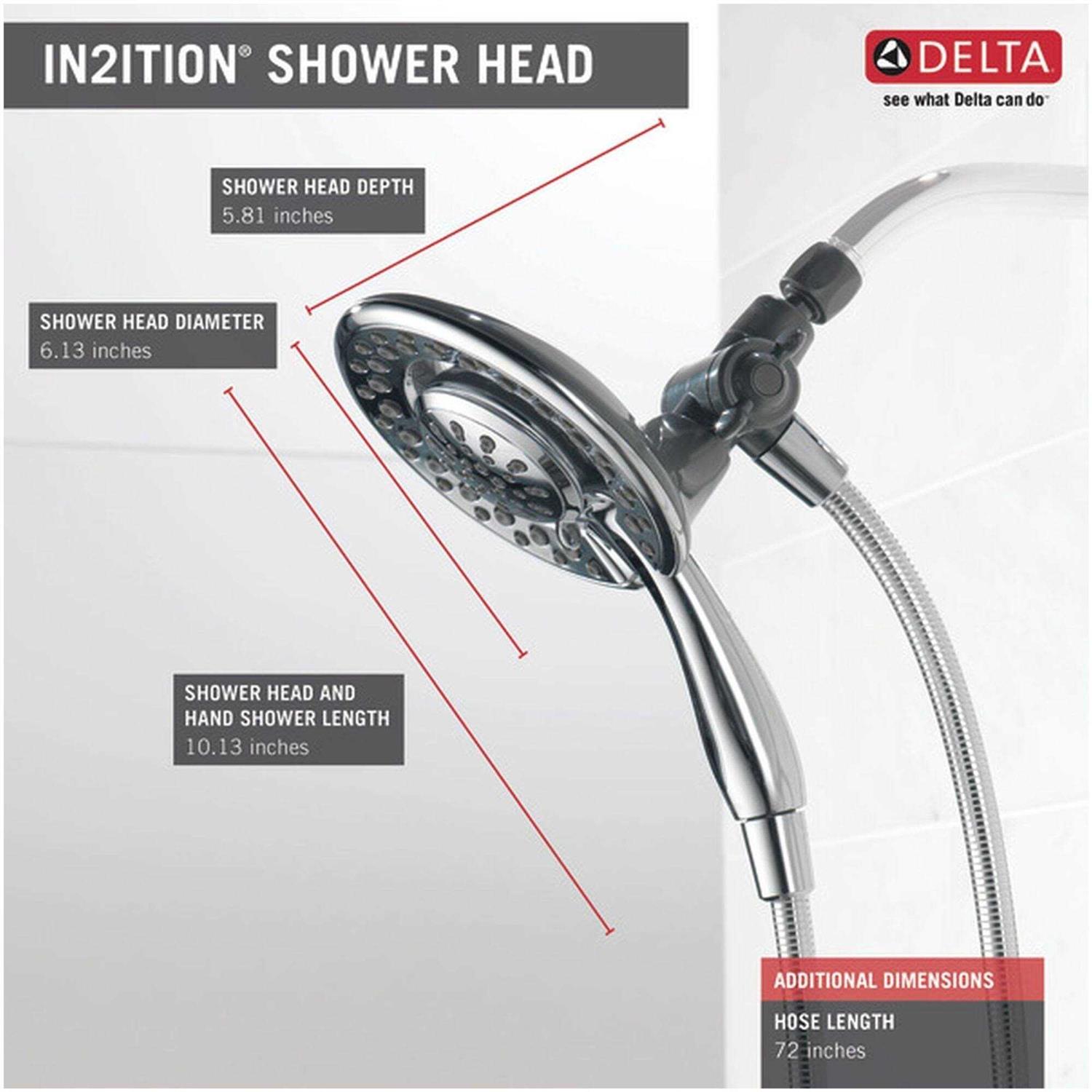 Delta 4-Setting In2ition 1.75 GPM Shower Head with Hose - Image 5