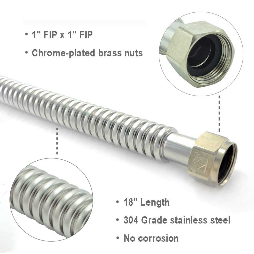 TT Flex Stainless Steel Corrugated Water Heater Connector Flexible for Water Heater Water Softener FIP x FIP - Image 4