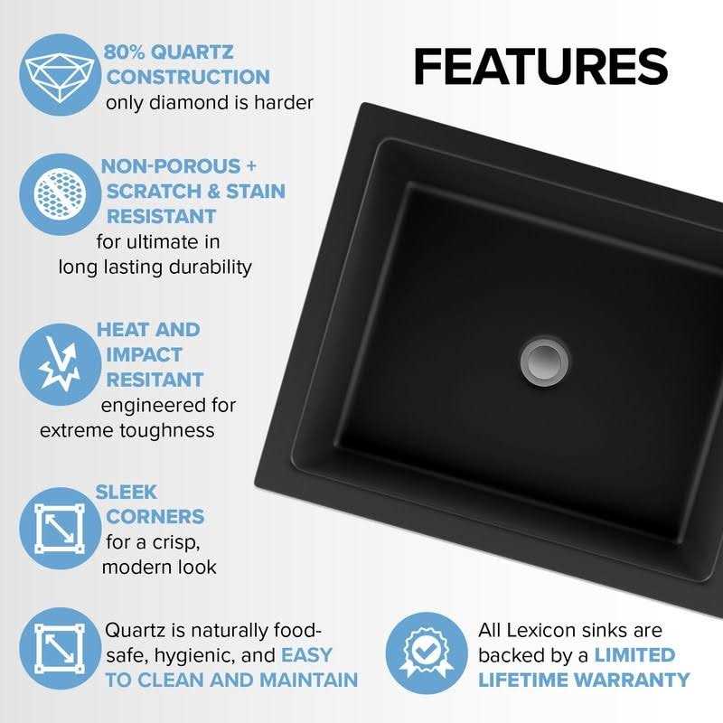 Lexicon Platinum V330 Quartz Composite Rectangle Vanity Sink LP-V330 - Image 2