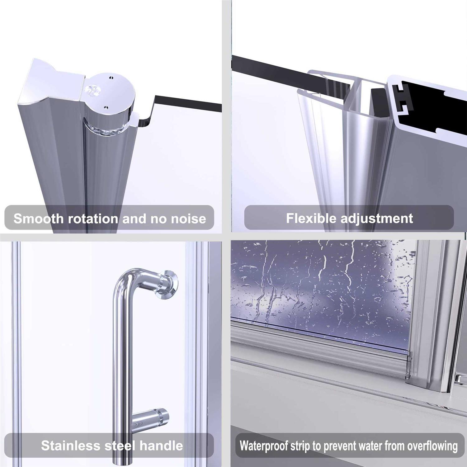 Lonni 72 in. H Frameless Pivot Shower Door with 1/4 in Thick Clear Tempered Glass - Image 5