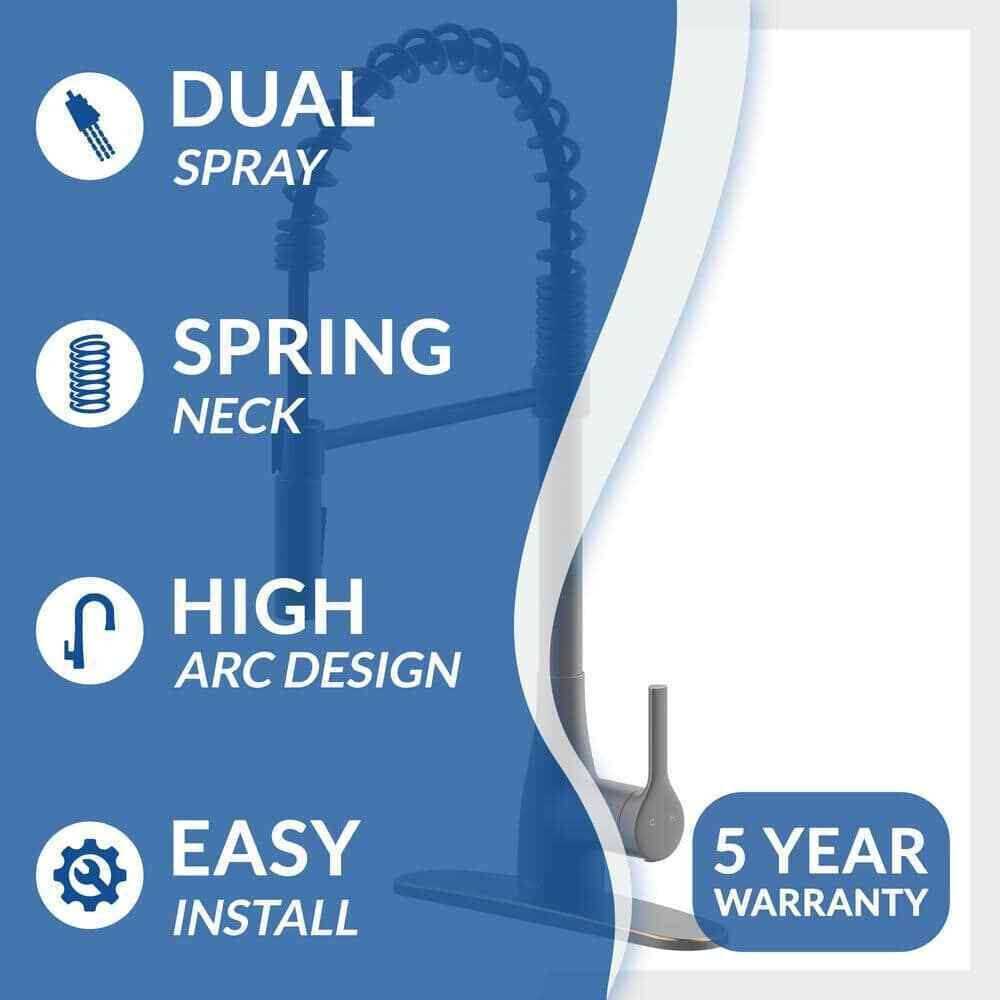 FLOW Classic Series Single-Handle Pull-Down Spring Neck Sprayer Kitchen Faucet - Image 3