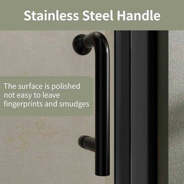 ES-DIY 72 in. H Pivot Semi Frameless Swing Corner Shower Panel with Shower Door in Matte Black with Clear Glass - Image 3