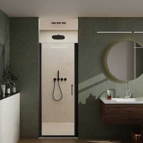 ES-DIY 72 in. H Pivot Semi Frameless Swing Corner Shower Panel with Shower Door in Matte Black with Clear Glass - Image 5