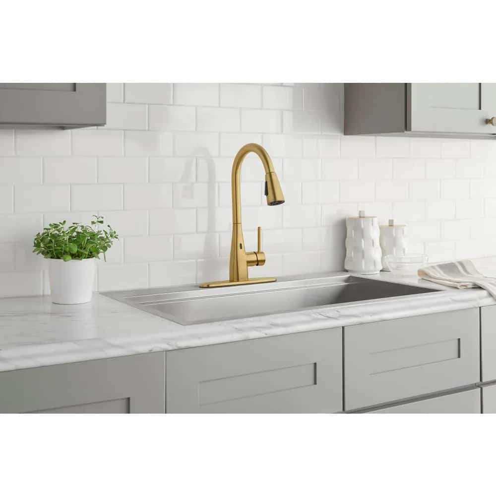 Glacier Bay Vazon Touchless Single-Handle Pull-Down Sprayer Kitchen Faucet with TurboSpray in Matte Gold - Image 3