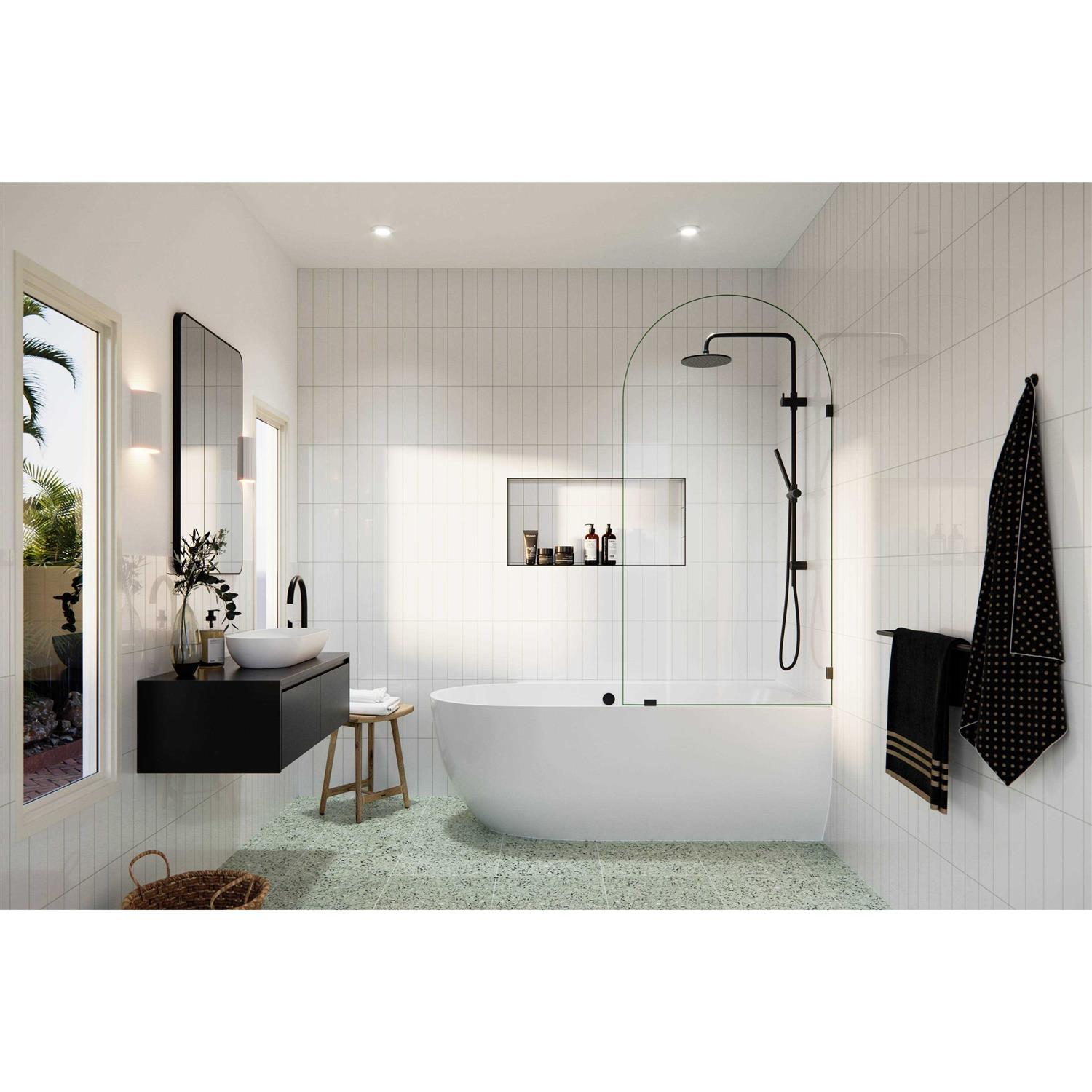 Glass Warehouse Venus 34 in. x 66.75 in. Single Fixed Frameless Arched Bathtub Panel B-ARC-34 - Image 3