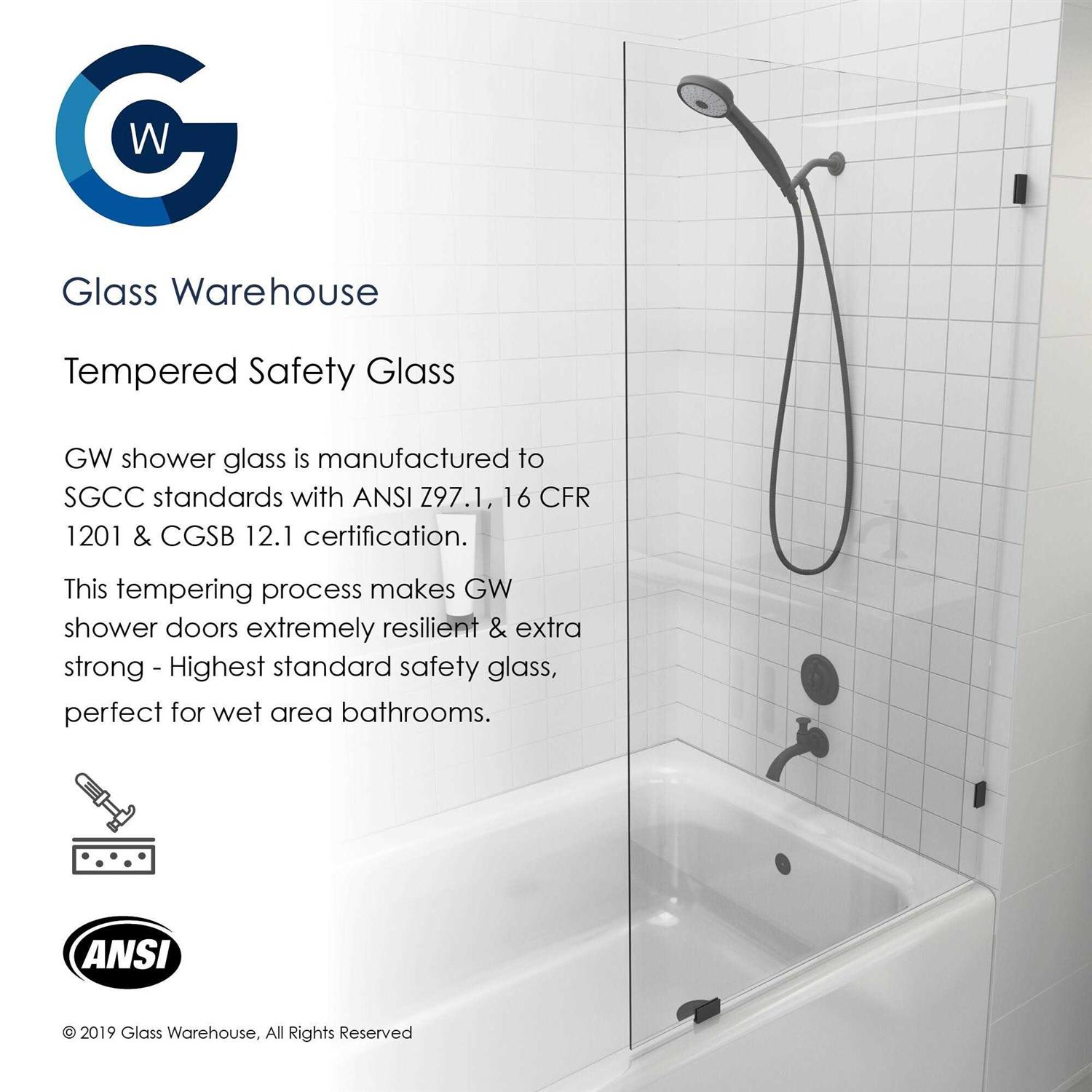 Glass Warehouse 58.25 in. x Frameless Shower Bath Fixed Panel GW-BF - Image 4