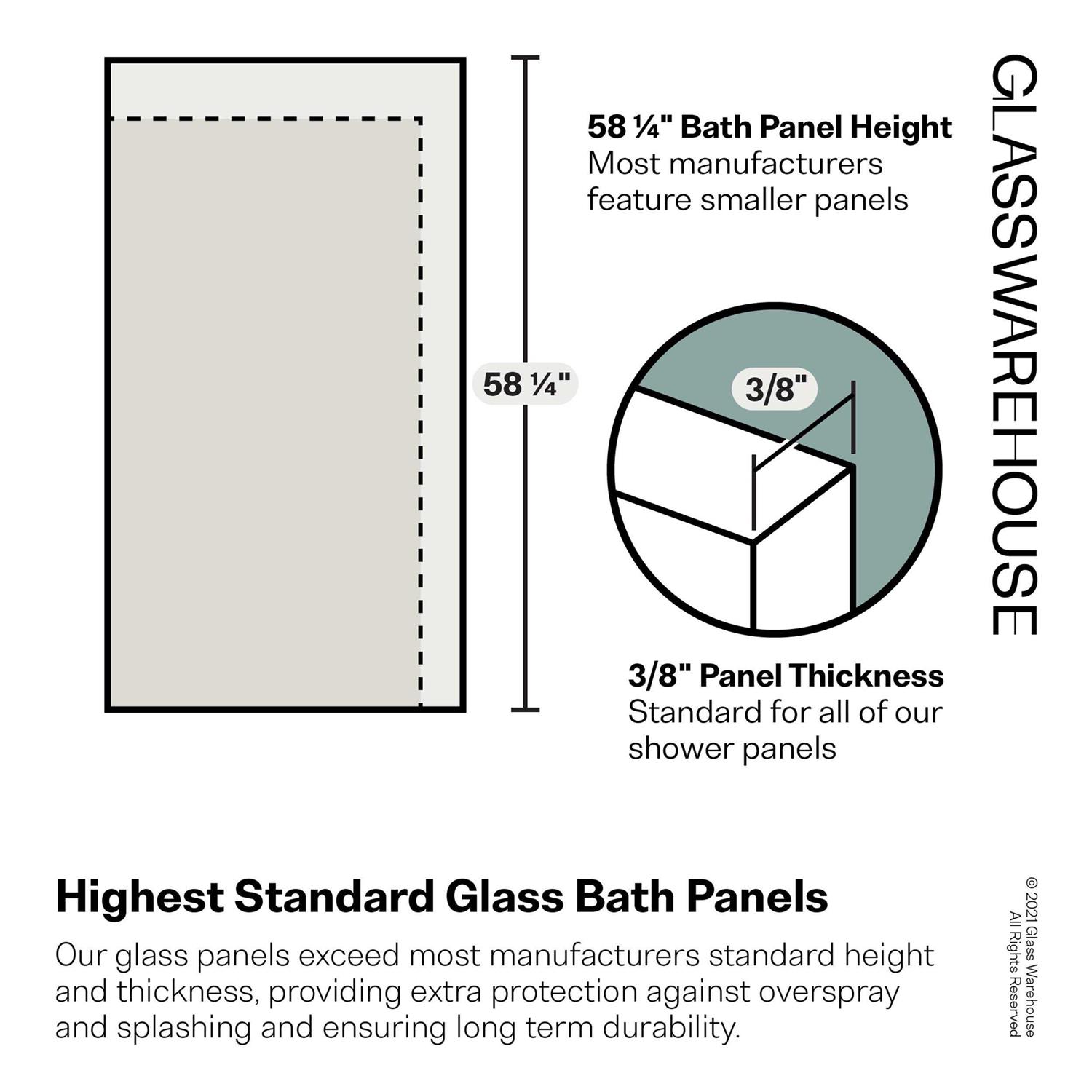 Glass Warehouse 58.25 in. x Frameless Shower Bath Fixed Panel GW-BF - Image 3