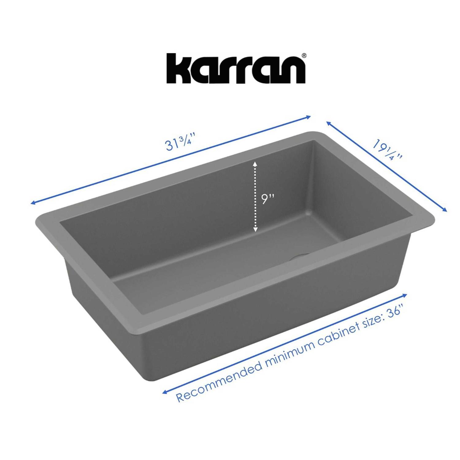 Karran QU-670 Quartz/Granite 32 in. Single Bowl Undermount Kitchen Sink - Image 5