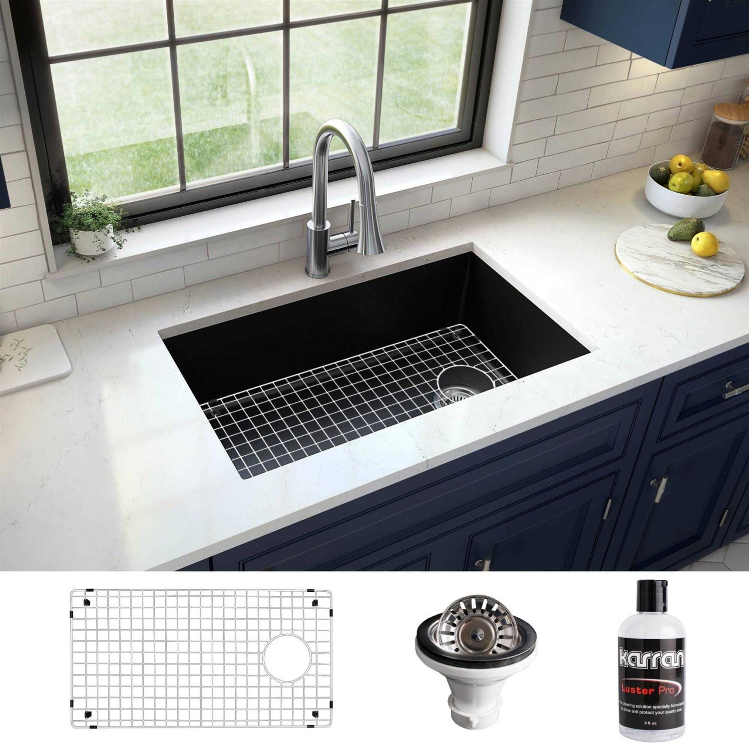 Karran QU-670 Quartz/Granite 32 in. Single Bowl Undermount Kitchen Sink - Image 3