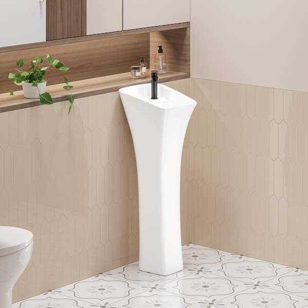 Eridanus Naples Vitreous China 34 in. Rectangular Pedestal Sink with Faucet Hole and Overflow - Image 4