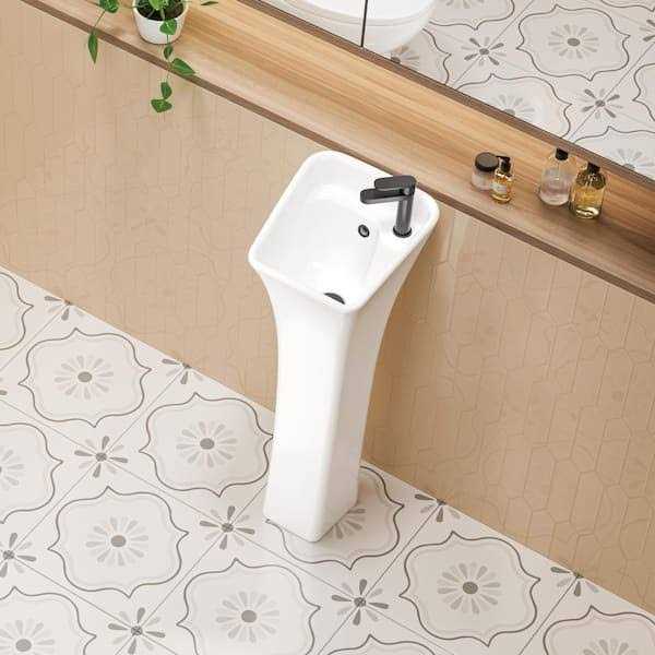 Eridanus Naples Vitreous China 34 in. Rectangular Pedestal Sink with Faucet Hole and Overflow - Image 5