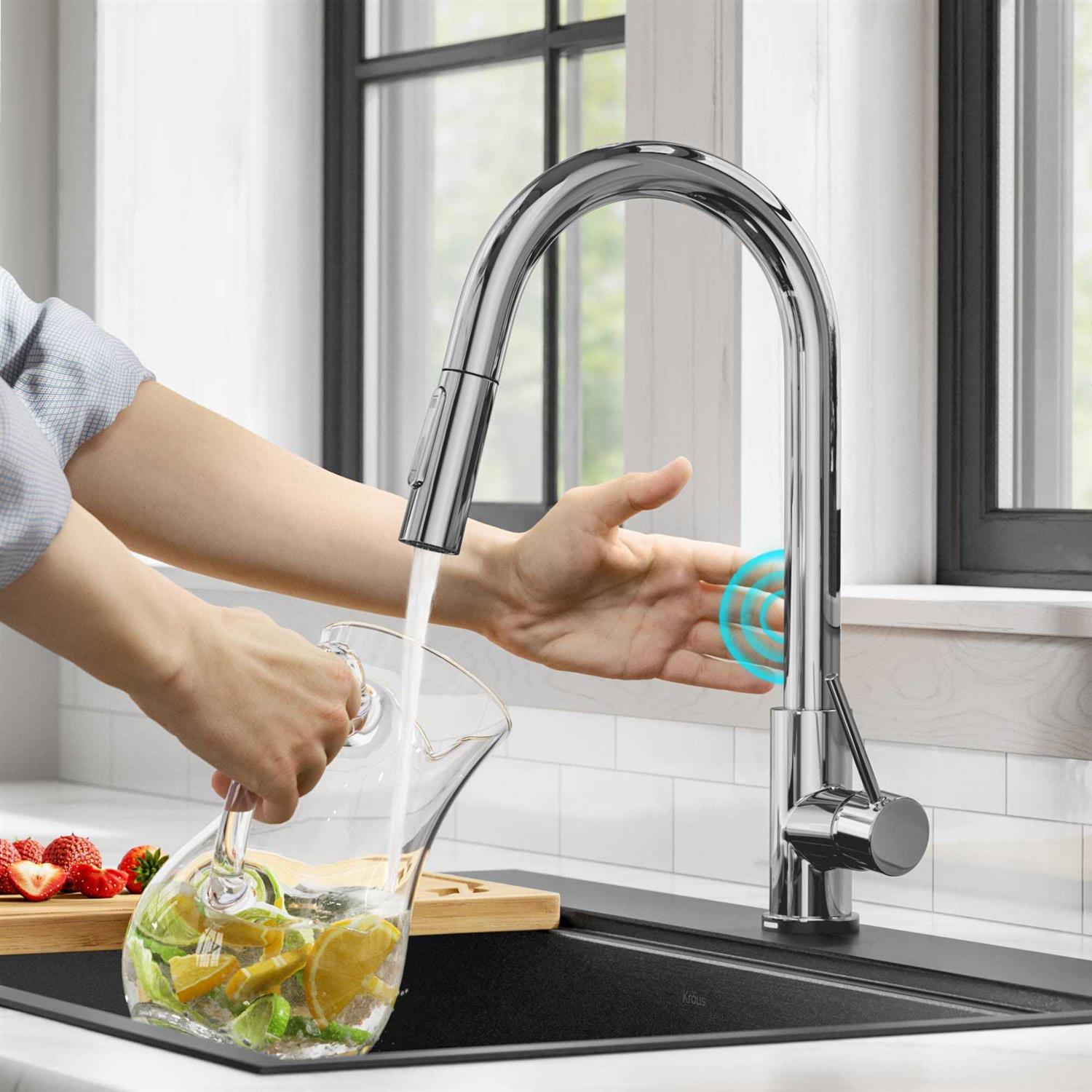 Kraus Oletto Contemporary Single-Handle Touch Kitchen Sink Faucet with Pull Down Sprayer - Image 4