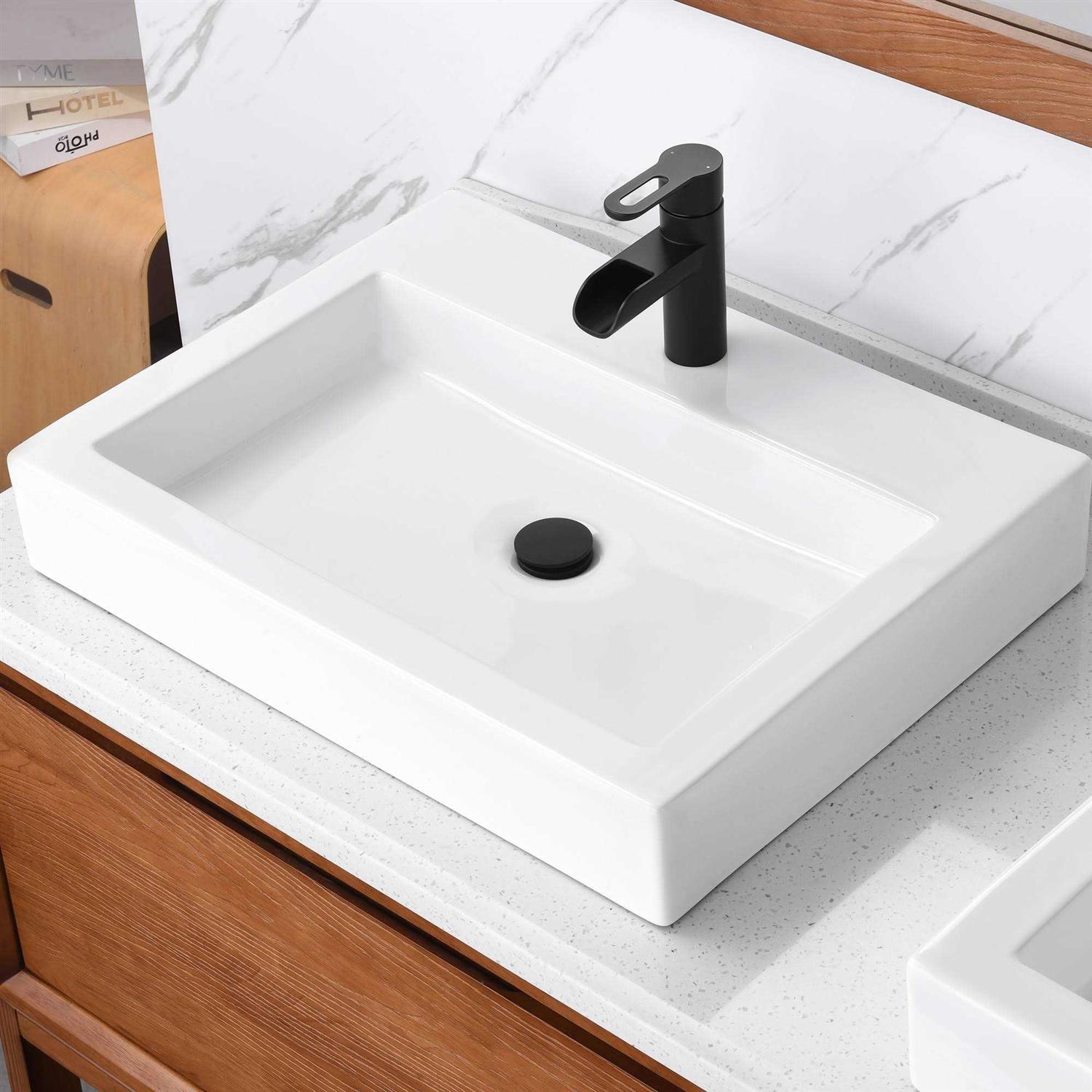 Luxier Rectangular Bathroom Ceramic Vessel Sink Art Basin