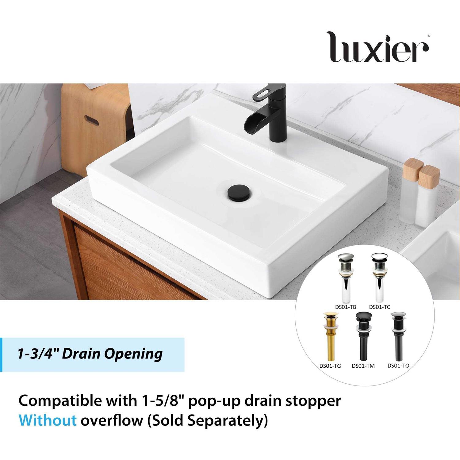 Luxier Rectangular Bathroom Ceramic Vessel Sink Art Basin - Image 2