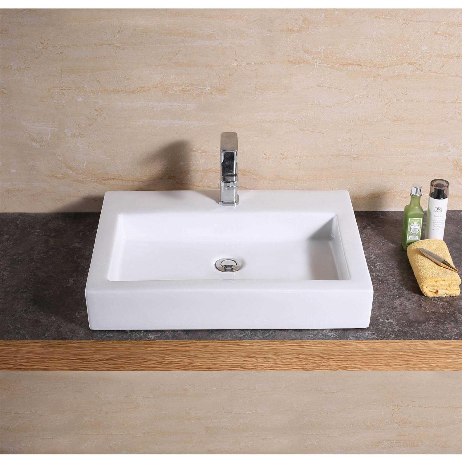 Luxier Rectangular Bathroom Ceramic Vessel Sink Art Basin - Image 5