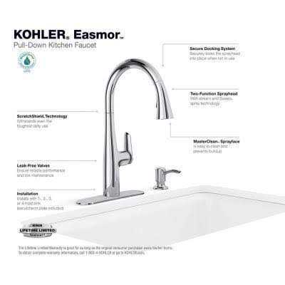 KOHLER Easmor Single-Handle Pull Down Sprayer Kitchen Faucet K-R30573-SD - Image 4