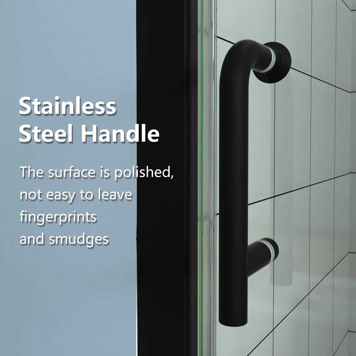 ExBriteUSA Es-diy 72 inch Pivot Shower Door Frameless Hinged in Matte Black Chrome Install Glass Shower Door Black - Image 3
