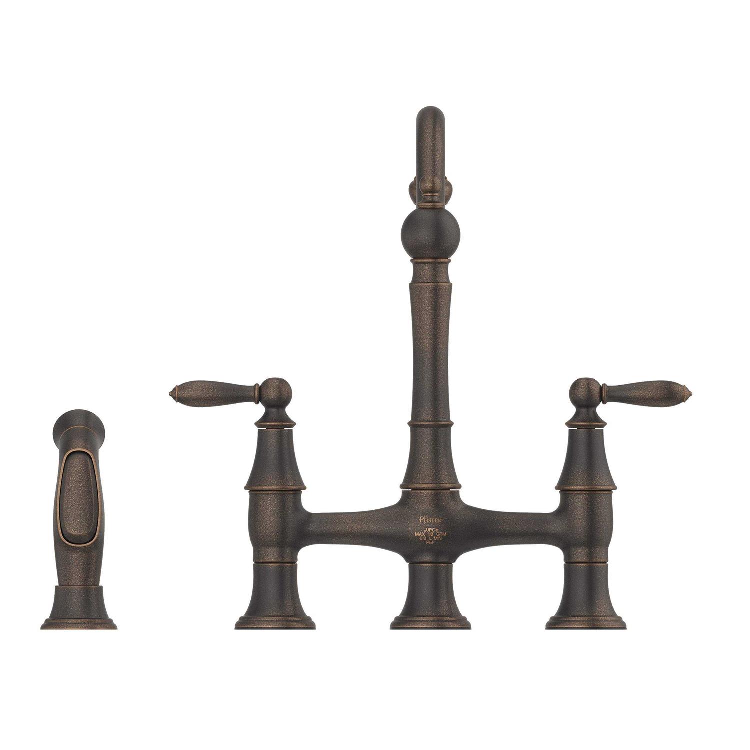 Pfister Courant 2-Handle Bridge Kitchen Faucet with Side Spray - Image 4